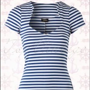 NWOT Navy Striped Rock Steady Sophia Top